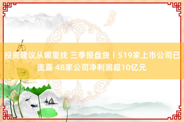 投资建议从哪里找 三季报盘货丨519家上市公司已流露 48家公司净利润超10亿元