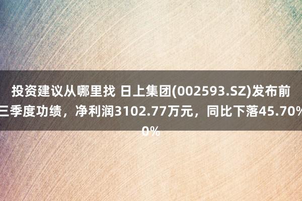 投资建议从哪里找 日上集团(002593.SZ)发布前三季度功绩，净利润3102.77万元，同比下落45.70%