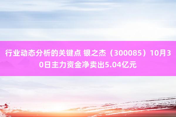 行业动态分析的关键点 银之杰（300085）10月30日主力资金净卖出5.04亿元