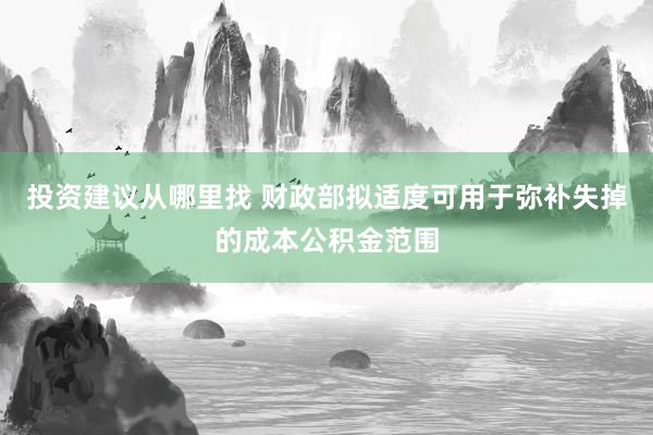 投资建议从哪里找 财政部拟适度可用于弥补失掉的成本公积金范围