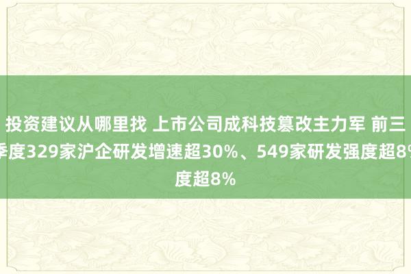 投资建议从哪里找 上市公司成科技篡改主力军 前三季度329家沪企研发增速超30%、549家研发强度超8%