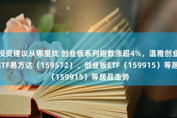 投资建议从哪里找 创业板系列指数涨超4%，温雅创业板200ETF易方达（159572）、创业板ETF（159915）等居品走势