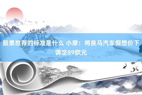 股票推荐的标准是什么 小摩：将良马汽车假想价下调至89欧元