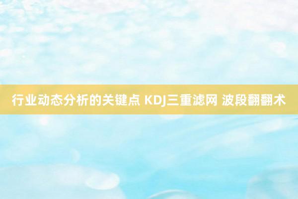 行业动态分析的关键点 KDJ三重滤网 波段翻翻术