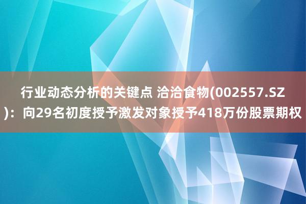 行业动态分析的关键点 洽洽食物(002557.SZ)：向29名初度授予激发对象授予418万份股票期权