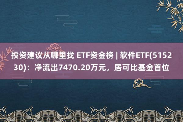 投资建议从哪里找 ETF资金榜 | 软件ETF(515230)：净流出7470.20万元，居可比基金首位