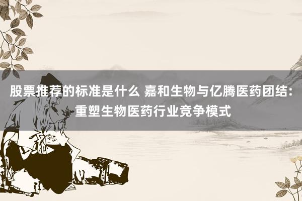 股票推荐的标准是什么 嘉和生物与亿腾医药团结: 重塑生物医药行业竞争模式