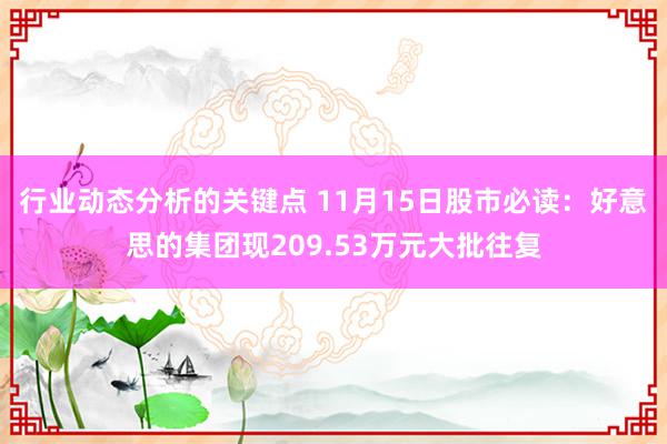 行业动态分析的关键点 11月15日股市必读：好意思的集团现209.53万元大批往复