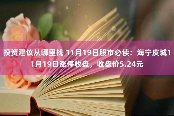 投资建议从哪里找 11月19日股市必读：海宁皮城11月19日涨停收盘，收盘价5.24元