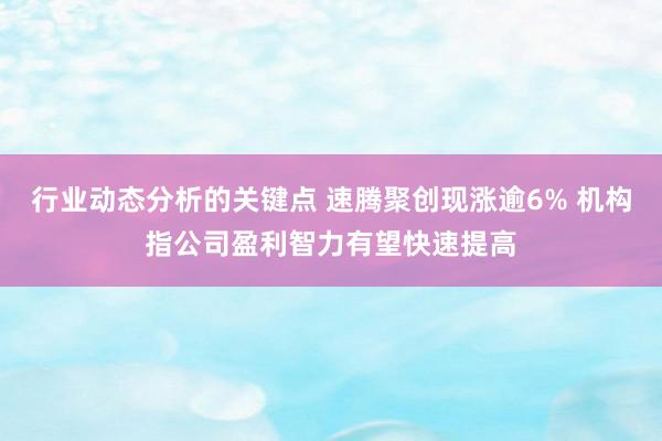 行业动态分析的关键点 速腾聚创现涨逾6% 机构指公司盈利智力有望快速提高