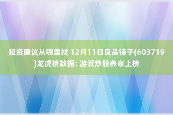 投资建议从哪里找 12月11日良品铺子(603719)龙虎榜数据: 游资炒股养家上榜