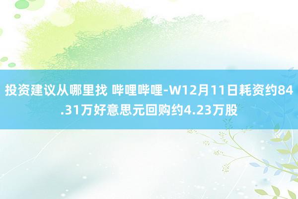 投资建议从哪里找 哔哩哔哩-W12月11日耗资约84.31万好意思元回购约4.23万股