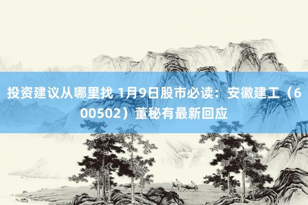 投资建议从哪里找 1月9日股市必读：安徽建工（600502）董秘有最新回应