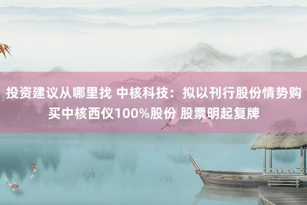 投资建议从哪里找 中核科技：拟以刊行股份情势购买中核西仪100%股份 股票明起复牌