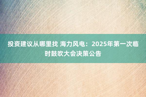 投资建议从哪里找 海力风电：2025年第一次临时鼓吹大会决策公告