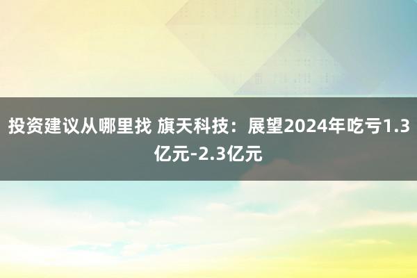 投资建议从哪里找 旗天科技：展望2024年吃亏1.3亿元-2.3亿元