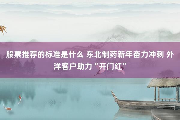 股票推荐的标准是什么 东北制药新年奋力冲刺 外洋客户助力“开门红”