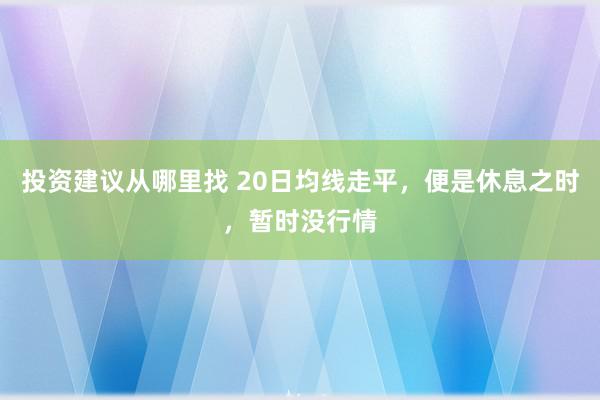 投资建议从哪里找 20日均线走平，便是休息之时，暂时没行情