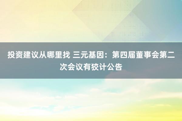 投资建议从哪里找 三元基因：第四届董事会第二次会议有狡计公告