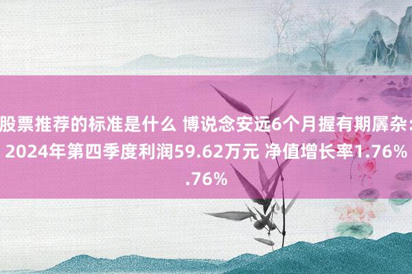 股票推荐的标准是什么 博说念安远6个月握有期羼杂：2024年第四季度利润59.62万元 净值增长率1.76%