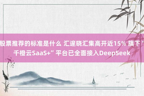 股票推荐的标准是什么 汇邃晓汇集高开近15% 旗下“千橙云SaaS+”平台已全面接入DeepSeek