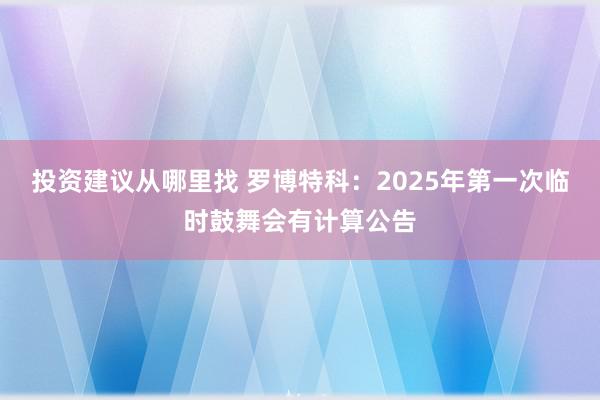 投资建议从哪里找 罗博特科：2025年第一次临时鼓舞会有计算公告