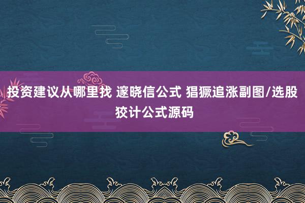 投资建议从哪里找 邃晓信公式 猖獗追涨副图/选股 狡计公式源码