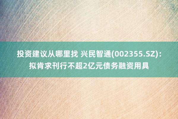 投资建议从哪里找 兴民智通(002355.SZ)：拟肯求刊行不超2亿元债务融资用具