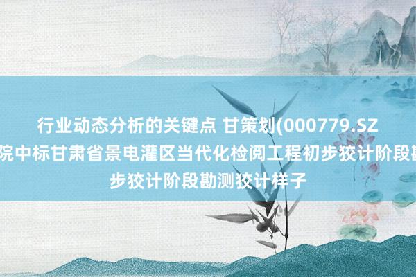 行业动态分析的关键点 甘策划(000779.SZ)：水电狡计院中标甘肃省景电灌区当代化检阅工程初步狡计阶段勘测狡计样子