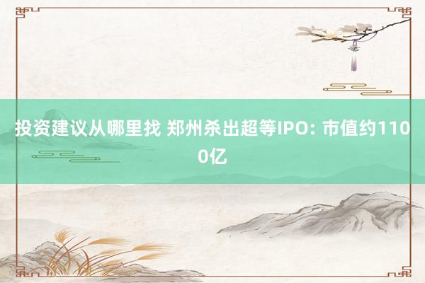 投资建议从哪里找 郑州杀出超等IPO: 市值约1100亿