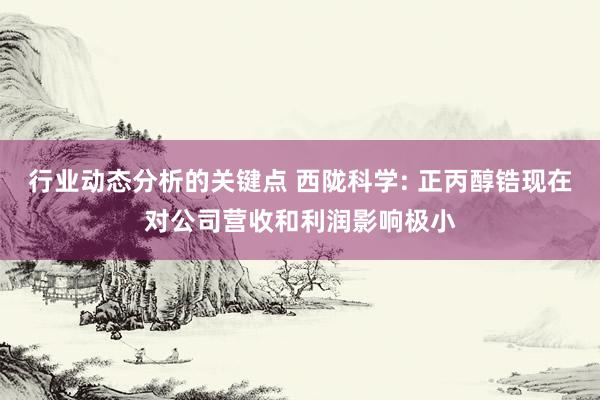 行业动态分析的关键点 西陇科学: 正丙醇锆现在对公司营收和利润影响极小