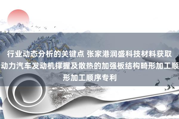 行业动态分析的关键点 张家港润盛科技材料获取用于新动力汽车发动机撑握及散热的加强板结构畸形加工顺序专利