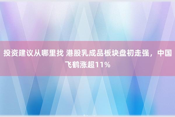 投资建议从哪里找 港股乳成品板块盘初走强，中国飞鹤涨超11%